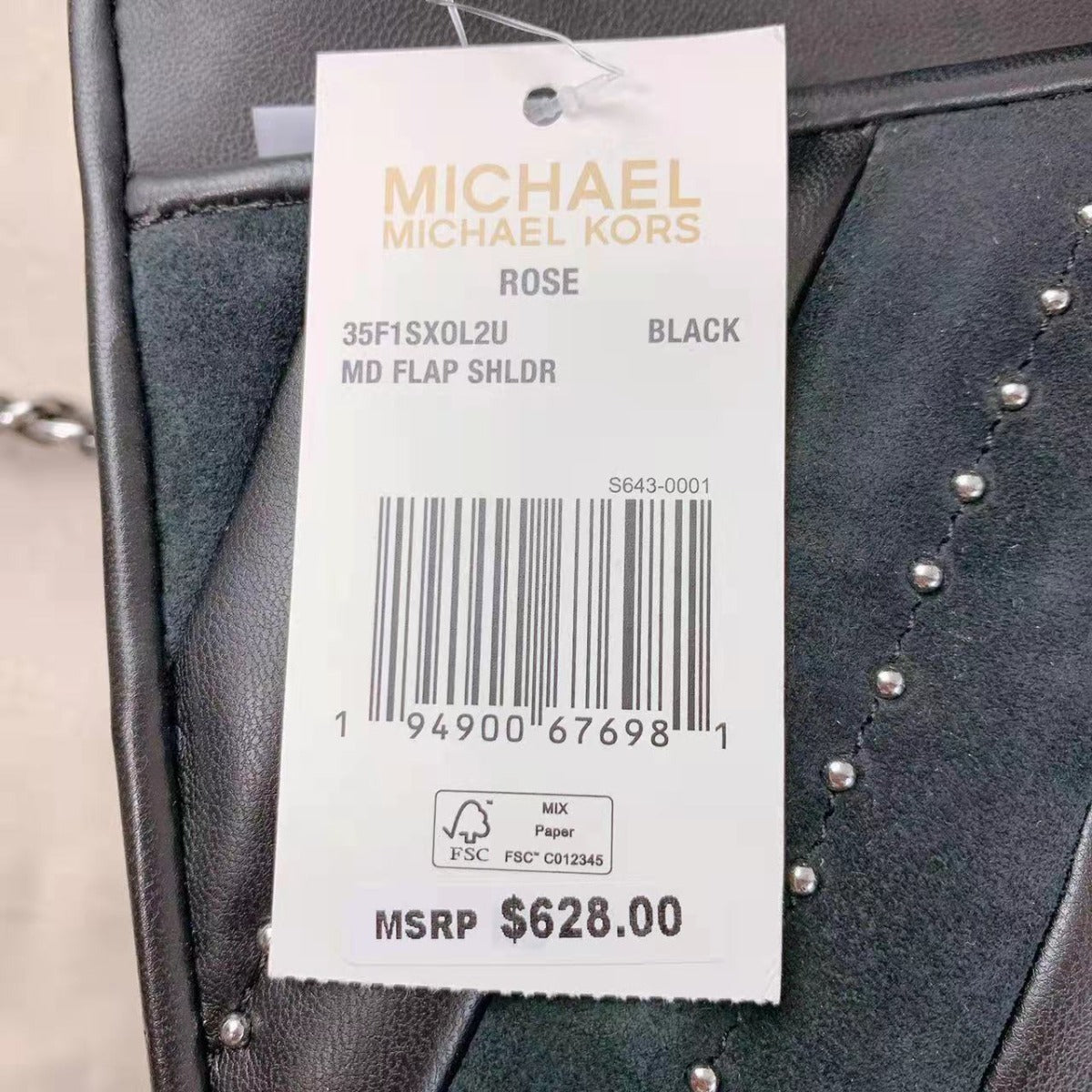 Michael Kors 35F1SX0L2U Rose Flap Shoulder Black Bag w/Tags Michael Kors 35F1SX0L2U Rose Flap Shoulder Black Bag w/Tags